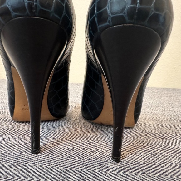 GIUSEPPE ZANOTTI - Embossed Leather Peep Toe Platform Heel - Picture 8 of 8